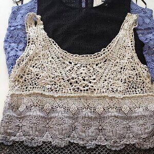Boho crochet bundle of 3 tank style tops